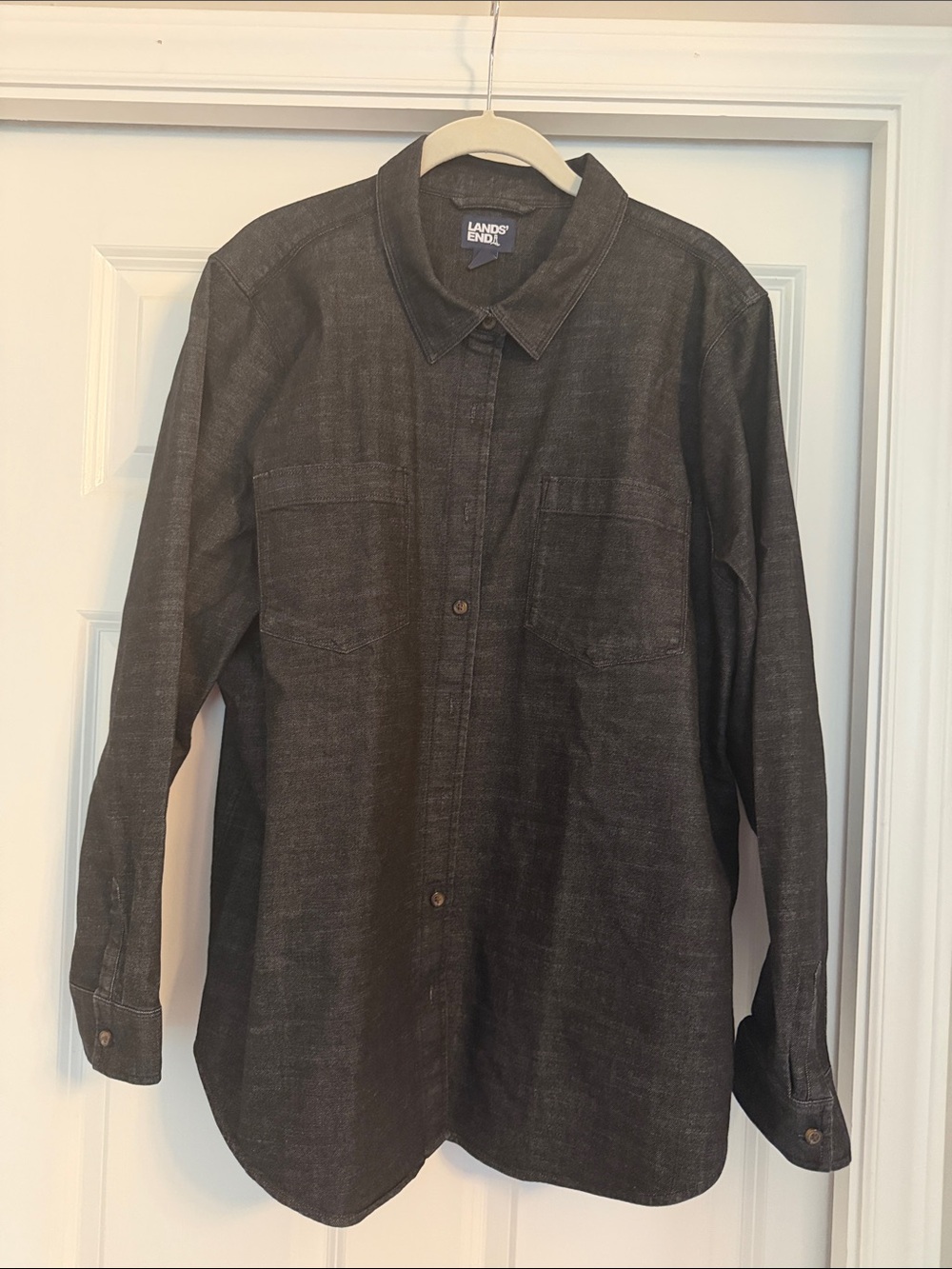 Lands' End Women's Charcoal Button-Front Shirt
